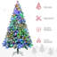 Arbres de Noël artificiels 7,5 pi avec branches givrées, lumières DEL blanc chaud ou coloré, base en acier-121054167