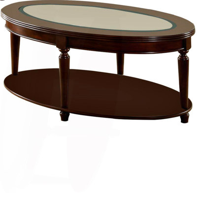 Transitional 1Pc Coffee Table Open Bottom Shelf Beveled Top Turned Legs Living Room Furniture