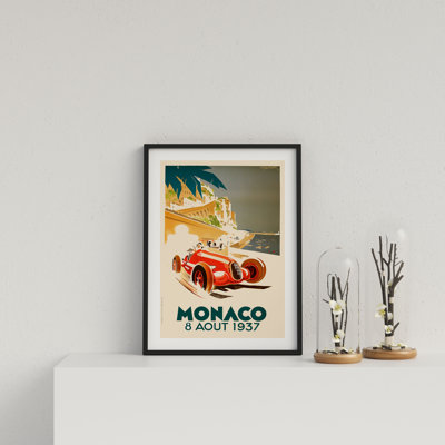 Retro Motor Racing Monaco GP 1937 by Vouvart - Single Picture Frame Print