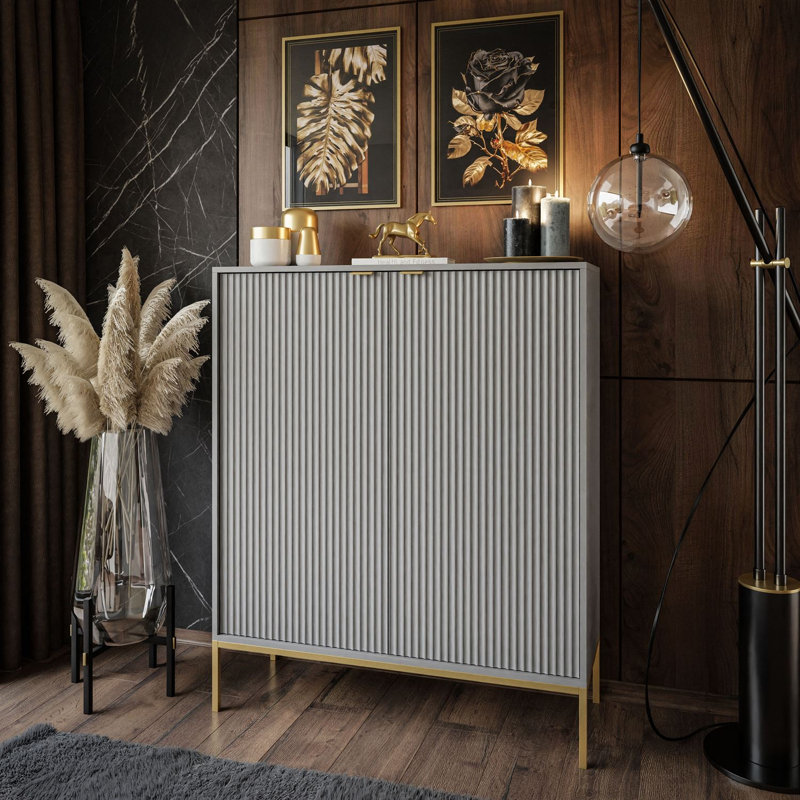 Amala 104cm W Chest of Drawers, Grey/Brown/Blue