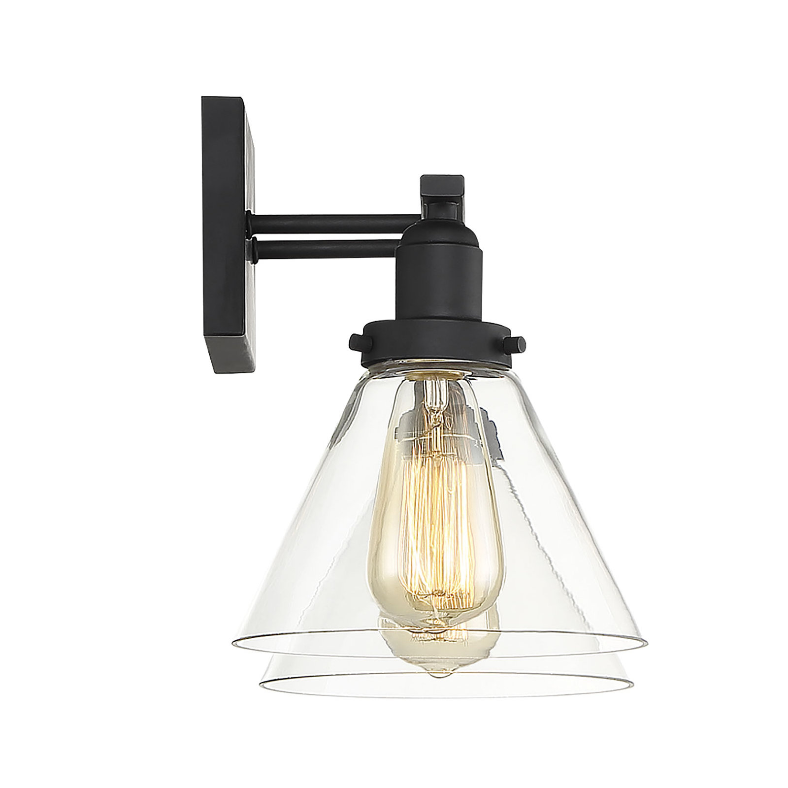 Catalina 2 Light Transparent Dimmable Bath Sconce, Black