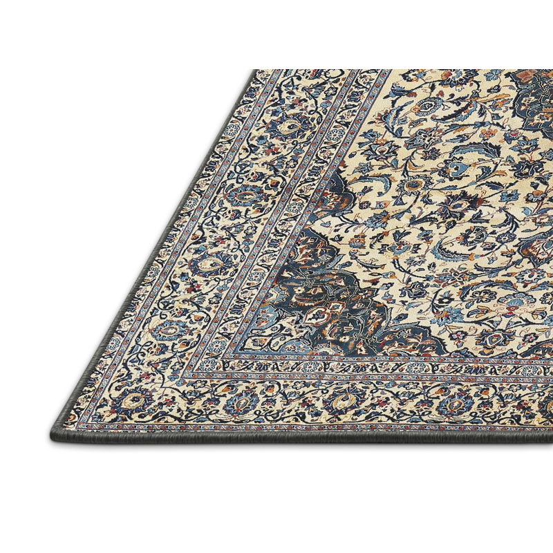 Tapis traditionnel beige / noir Gismondo, Rectangle 5 pi x 7 pi