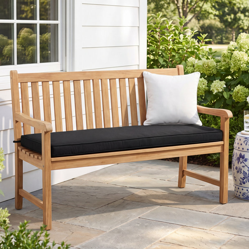 Tonya Ottley Indoor/Outdoor SunbBench Cushion, 45" W x 18" D, Canvas Black Sunbrella® Canvas