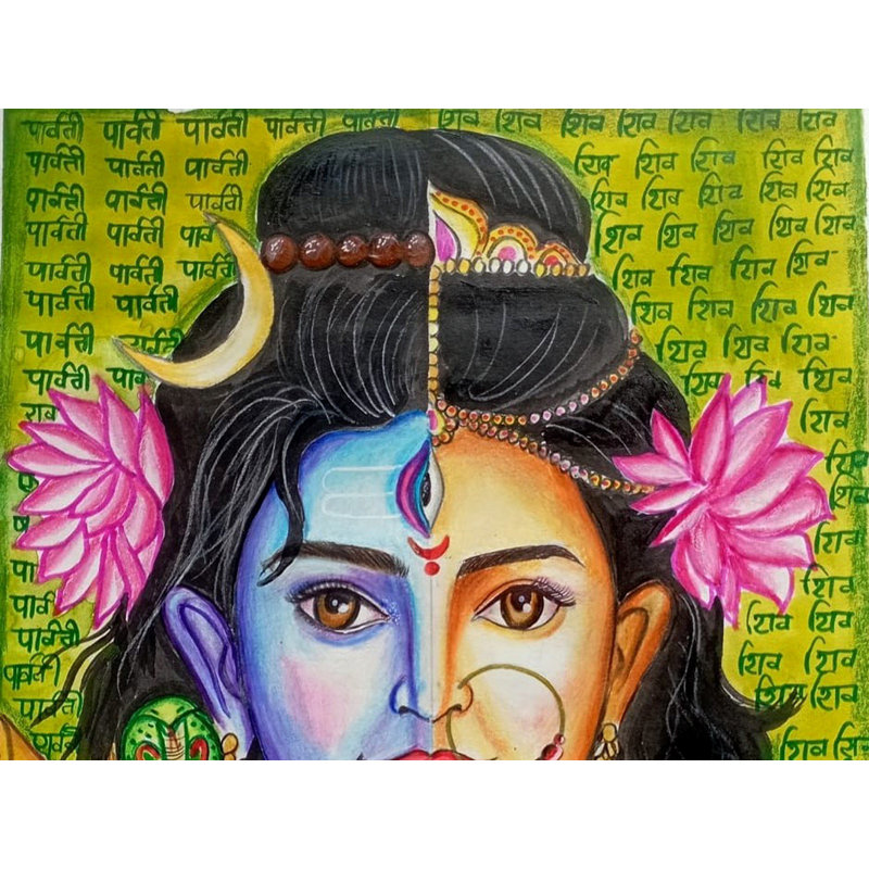 Peinture de Shiv Shakti | Eau et crayon de couleur | Samata Ghosh