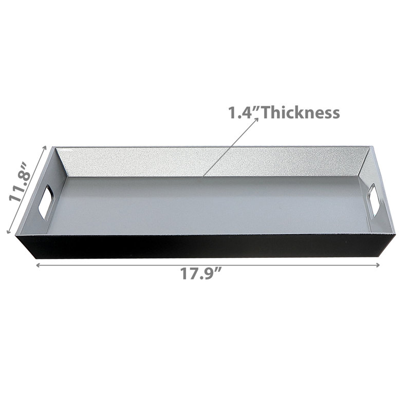 Rect. Serving Tray With Handle, Silver