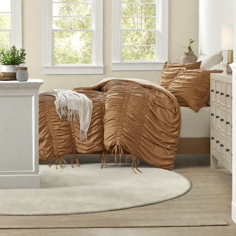 Ensembles de literie simple en microfibre ultra doux, style campagnard ruché pour la maison
