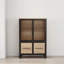 Armoire de rangement à 4 portes en fer, buffet / structure en métal - noir / naturel