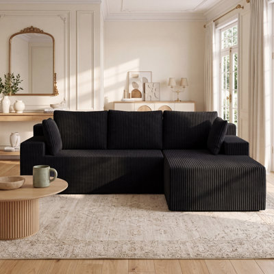 96 in. Wide Modular Sectional Sofa with Chaise, Knit Corduroy Upholstery