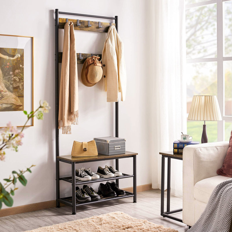Iron Freestanding 9 - Hook Coat Rack, Brown
