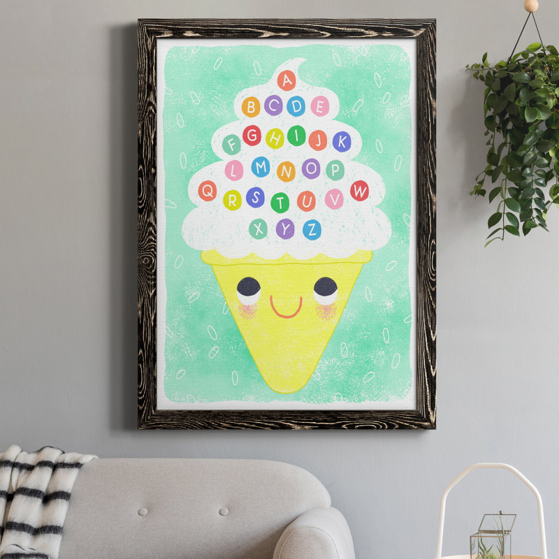 Ice Cream Alphabet - cadre photo, impression sur toile, H 31,5 po x l 23,5 po x P 1,5 po, Noir