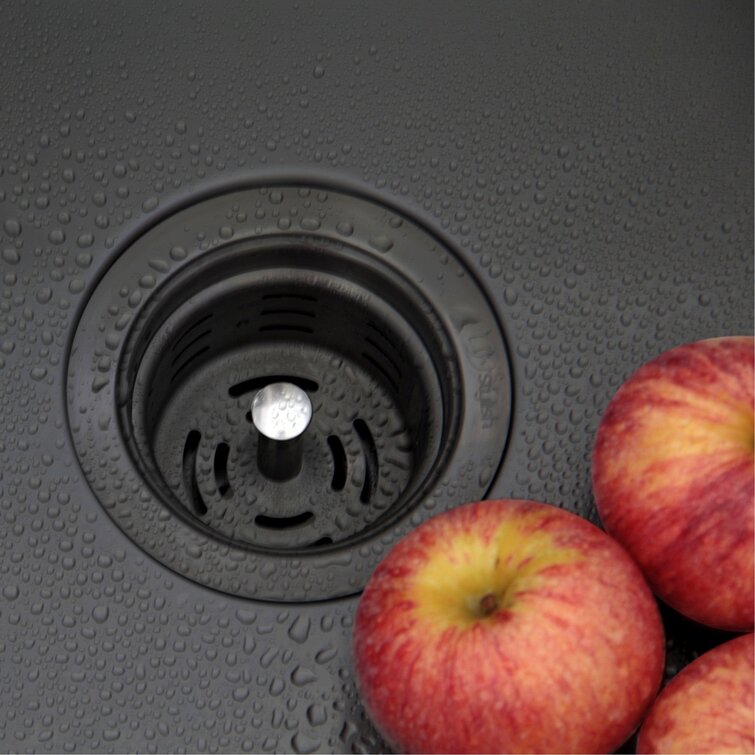Kitchen Sink Basket Strainer for 3.5-Inch Drain Openings, Matte Black