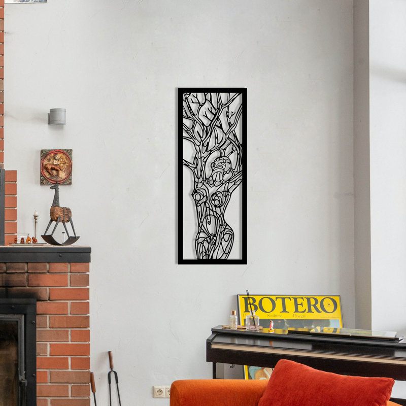 Élégant accessoire mural décoratif en métal, noir, 7,9 po x 20,1 po | Fabrication 100% métal, épaisseur: 0,05 pouce | Parfait pour la décoration intérieure, les espaces de bureau et les intérieurs modernes, design durable et accrocheur