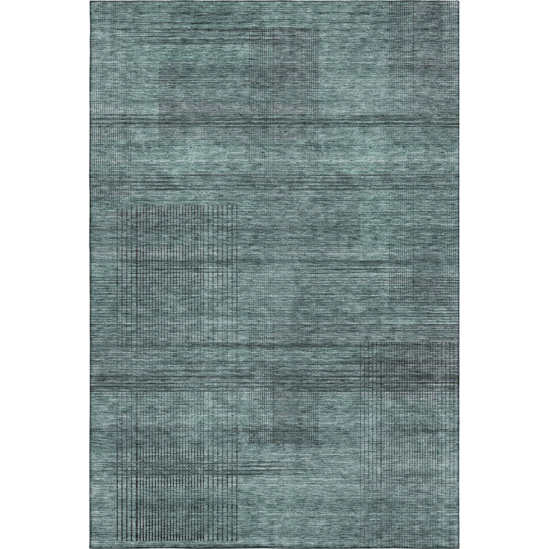 Premium Machine Washable Prisco Teal Rug, Rectangle 10' x 14'