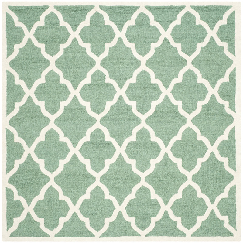 Cannen Hand Tufted Wool Geometric Rug, Square 6'