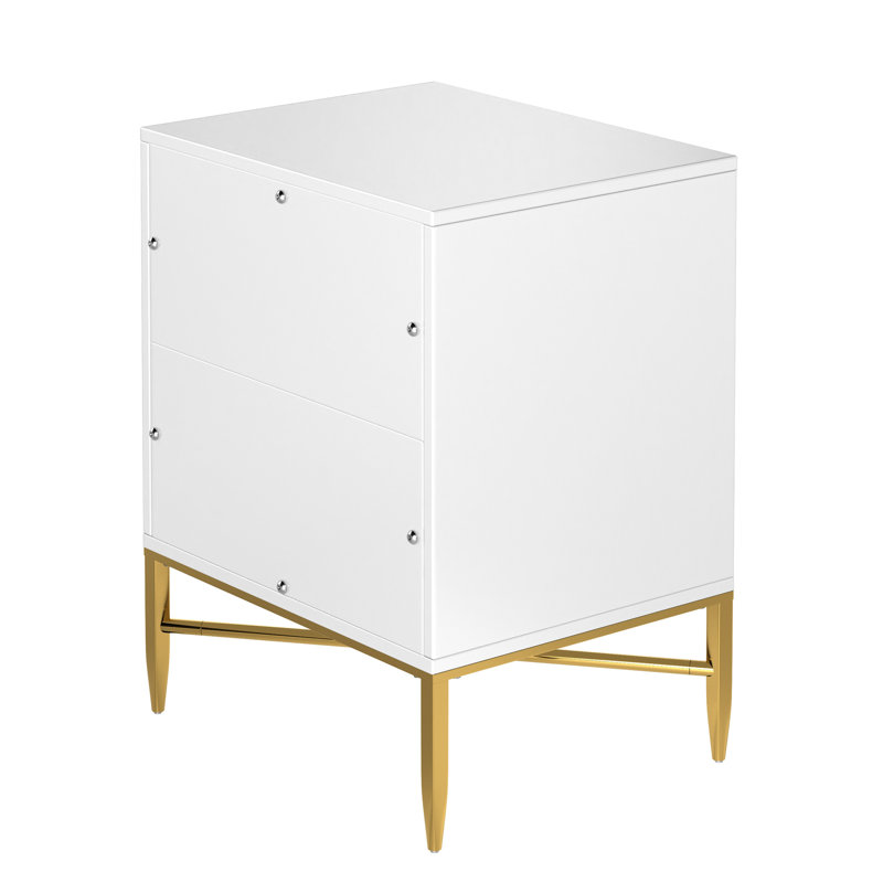 Table de chevet 2 tiroirs Baisden, Blanc