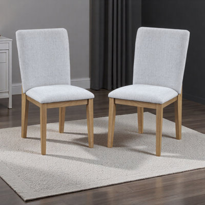 Set Of 2 Gray Linen Fabric 19"W Dining Chair