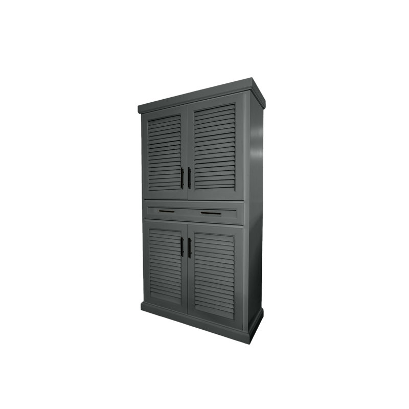 Armoire de cuisine en bois massif avec tiroir, Gris