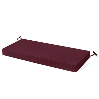 Coussin de banc d'extérieur, 45 x 18 x 3 po, avec housse amovible, imperméable, résistant aux rayons UV et antidérapant avec attaches, rouge