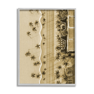 Vue aérienne tropicale encadrée sur bois