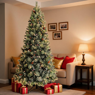 7.6' Pre-Lit Pine Christmas Tree