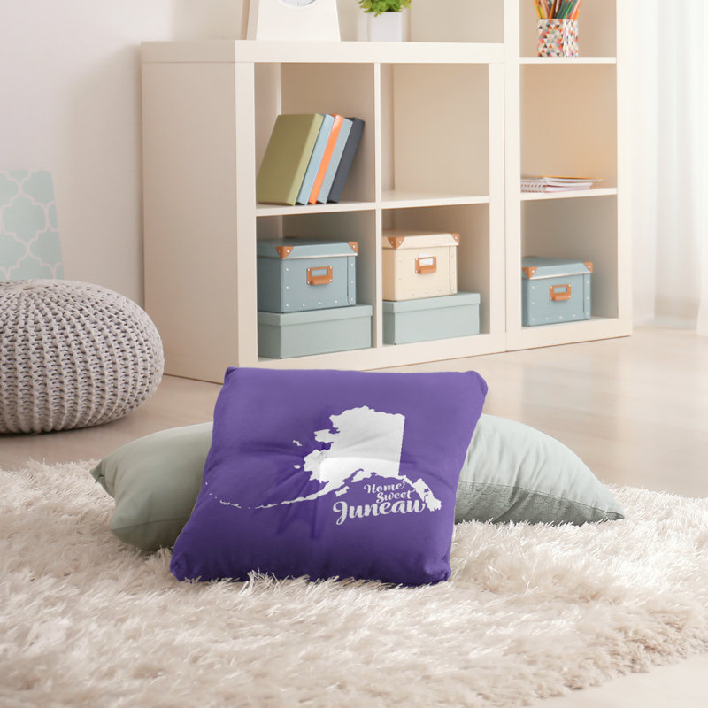Reversible Throw Pillow, 30" H x 30" W, Purple, Juneau/Alaska