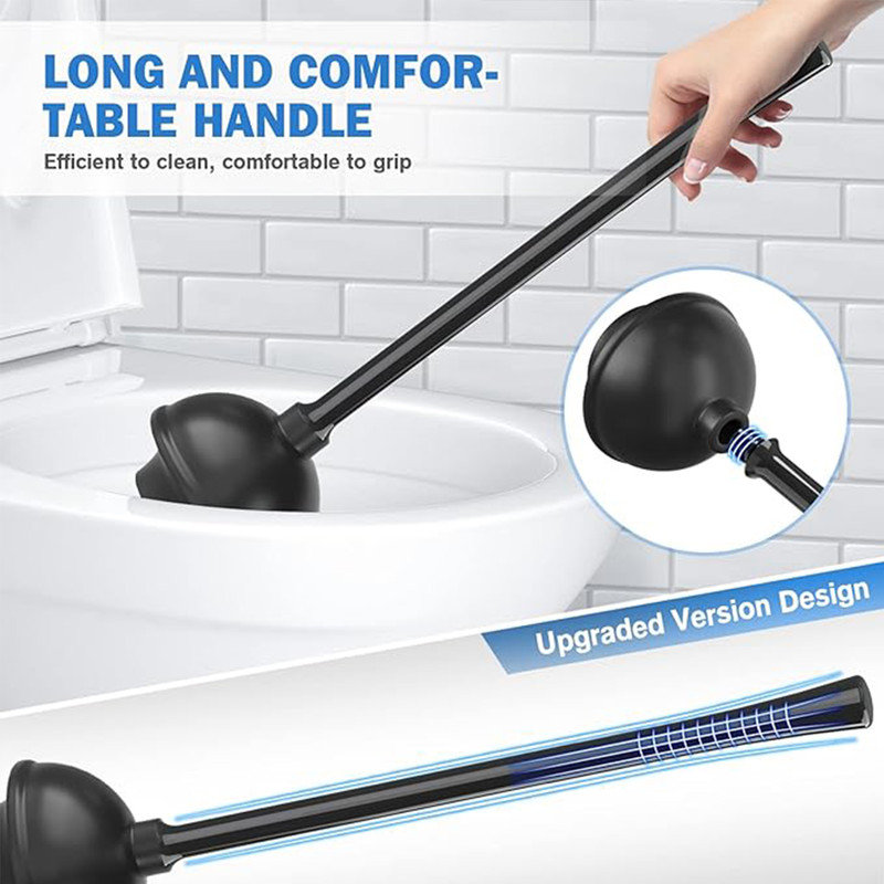 Black 2-in-1 Toilet Brush and Plunger Set with Ventilated Holder
