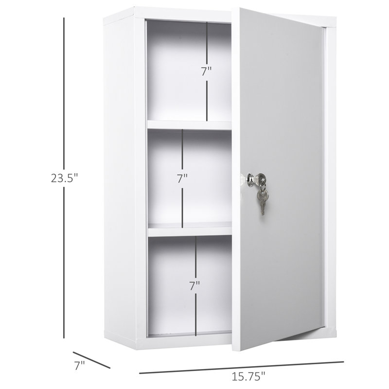 Armoire à pharmacie murale Kleankin à 3 niveaux, verrouillable avec 2 clés