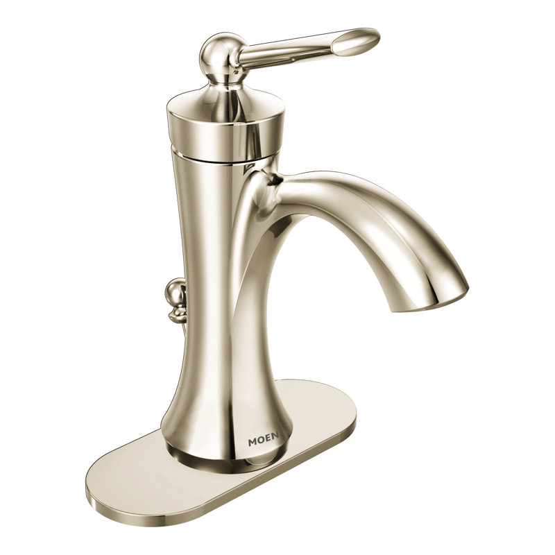 Wynford Single Hole Bathroom Faucet with Drain Assembly, Polished nickel