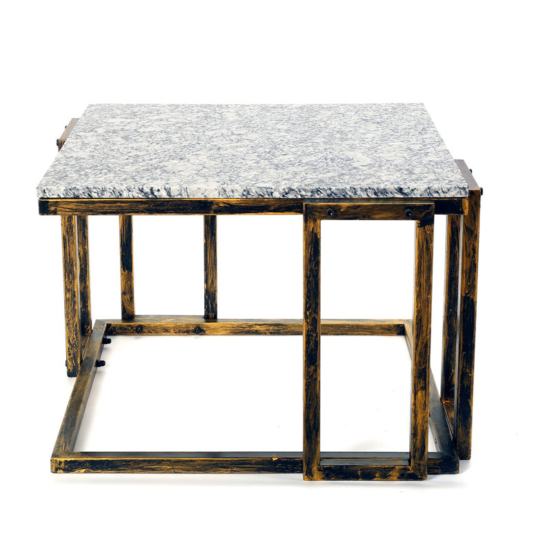Support pour plante à pieds en métal noir / doré 14,5 po avec supports en granite - option pratique