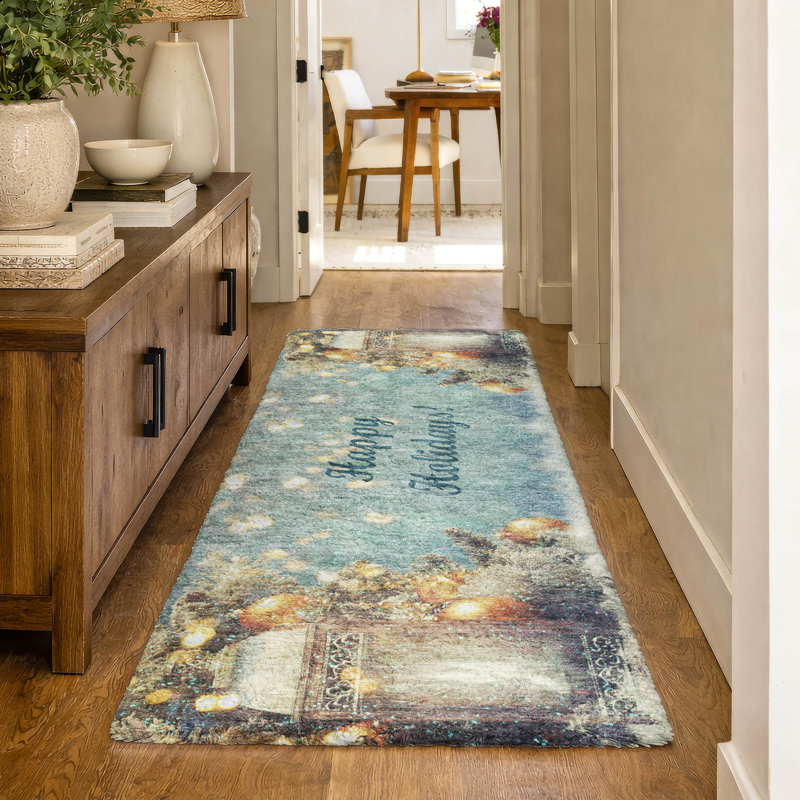 Premium Machine Washable Dream Shag ADS214 Christmas Lantern Rug, 2'3" x 7'6" Runner