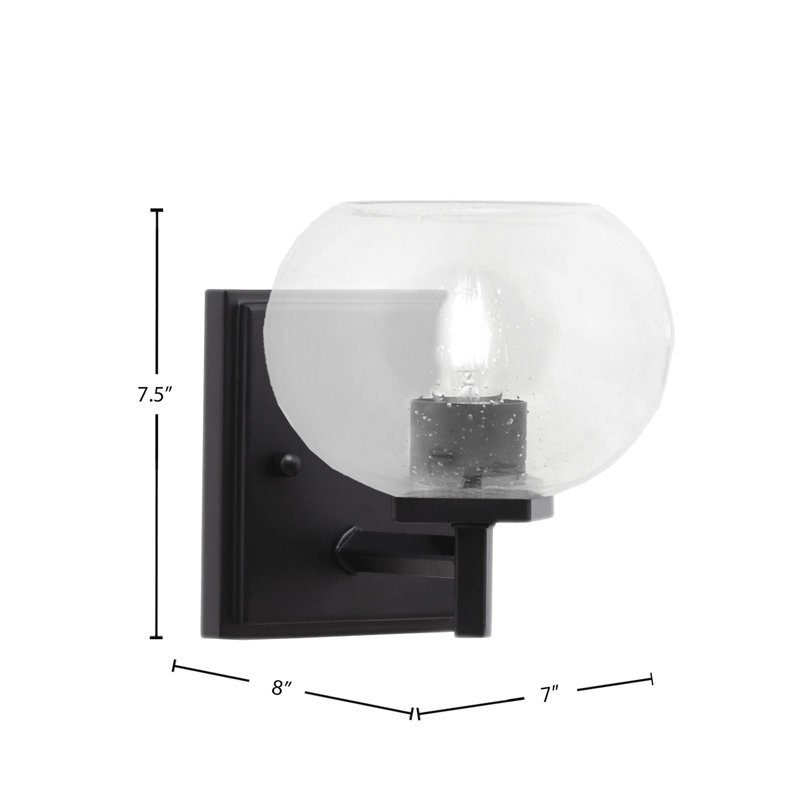 Fausley Wall Sconce Shown With 7" Clear Bubble Glass, Matte Black