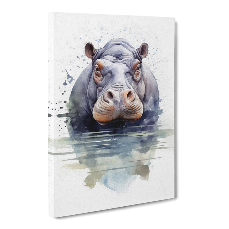 Hippo Geometric - Wrapped Canvas, 76cm H x 50cm W x 3cm D