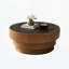 Table basse ronde de 31,5 po avec plateau en pierre frittée - Panneau de fibres à densité moyenne avec base à niveaux en placage de bois, table basse moderne à profil bas pour le salon-185456675