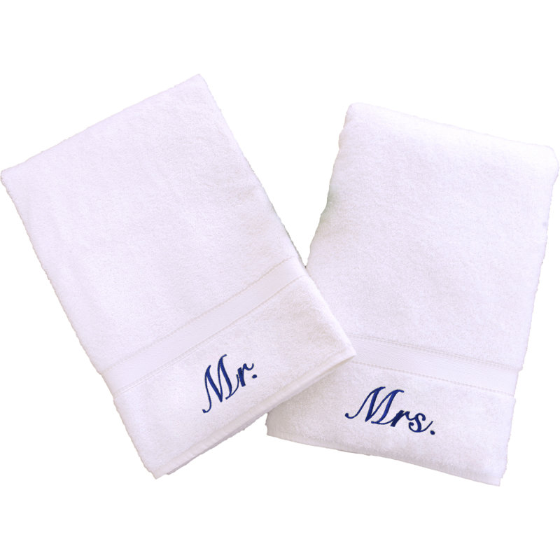 Ensemble de serviettes en coton turc personnalisable 2 pièces, Bleu