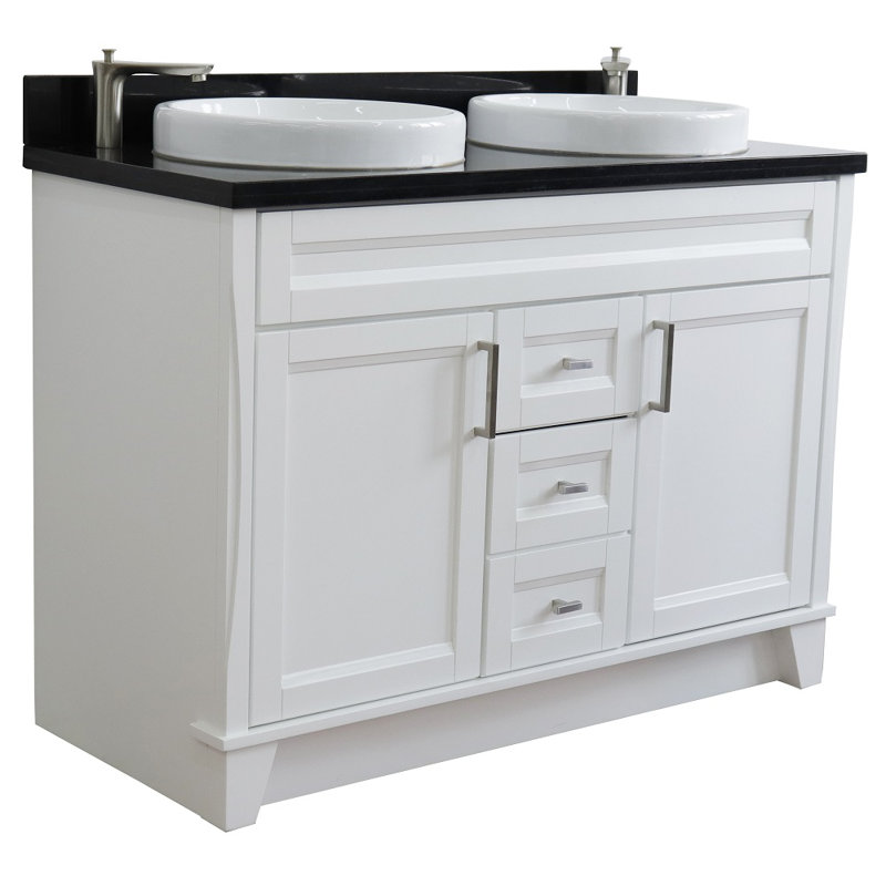 49'' Double Bathroom Vanity with Granite Top, Black Galaxy