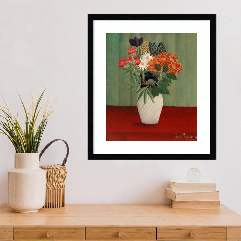 "Bouquet de fleurs" par Henri Rousseau, Noir, H 21 po x l 19 po x P 1 po