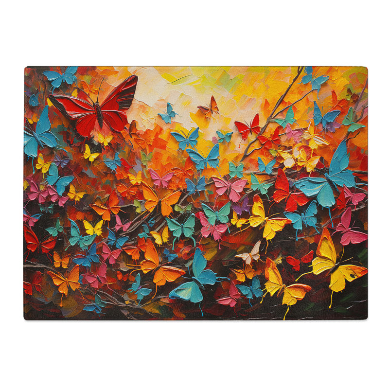 Butterfly Action  Glass Chopping Board