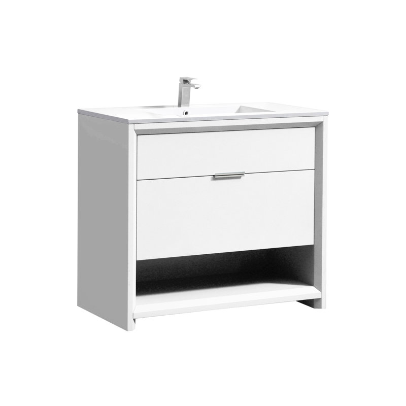 Ensemble de meuble-lavabo simple 36 po, Blanc très luisant