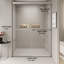 Double porte de douche coulissante, porte coulissante semi-sans cadre pour salle de bain avec verre trempé de 1/4 po (6 mm) pour douche à l'italienne-115606827