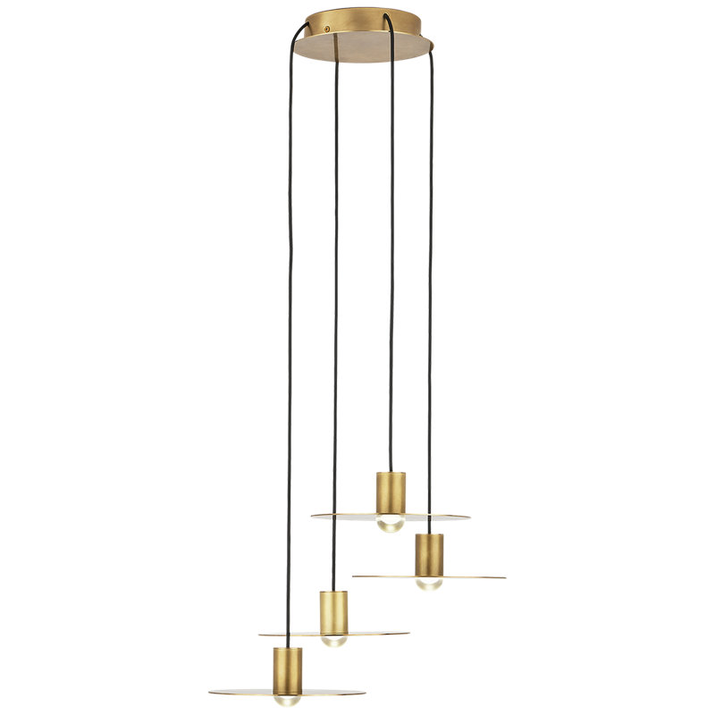 Eaves 4 - Light LED Pendant, Natural Brass
