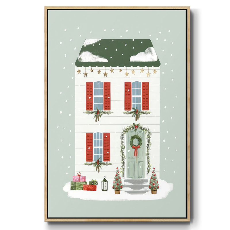 Festive Front Door IV - reproduction sur toile à cadre flottant, H 25 po x l 17 po x P 1,5 po, Naturel