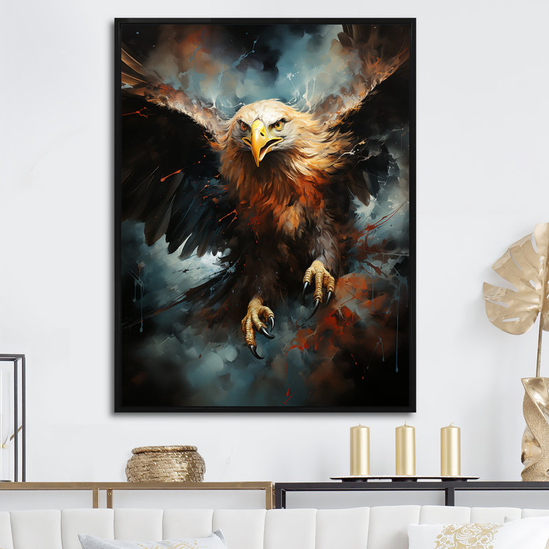 Décoration murale Native Thunderbird Soar Eagle I - Native American Art, Cadre flottant noir, H 40 po x l 30 po x P 1,5 po
