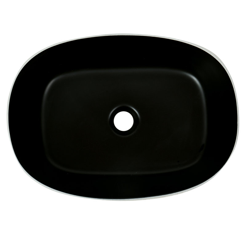 Lavabo vasque ovale moderne 20 po x 14 po - extérieur blanc mat avec intérieur noir
