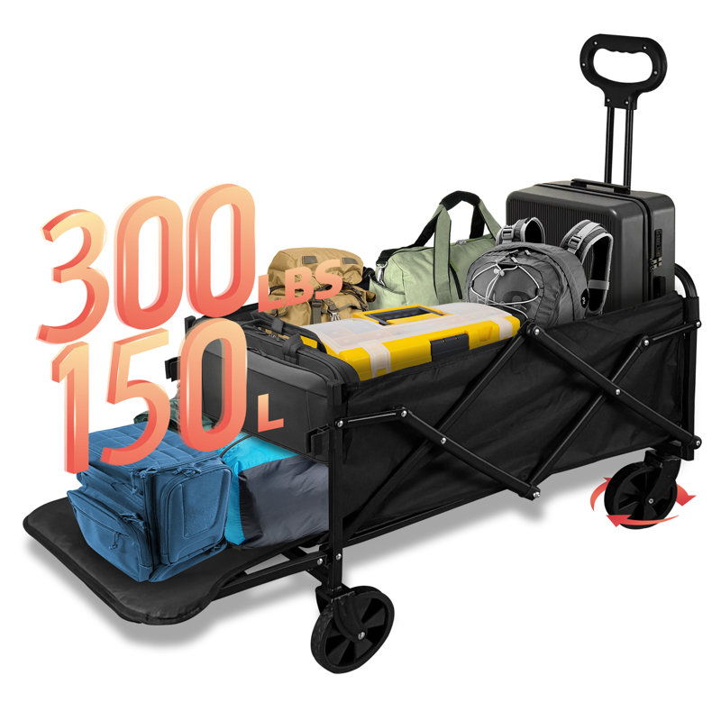 Chariot de chariot pliable avec roues sans crevaison - Chargeur robuste de 300 lb pour le camping