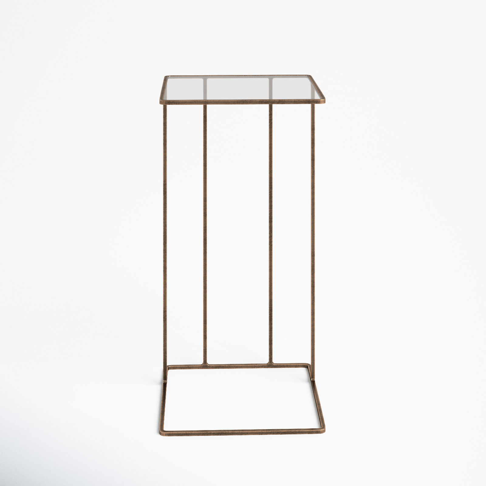 Margos Glass End Table, Antique Gold