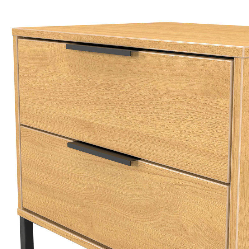 Turah 58cm W Manufactured Wood Bedside Table, Modern Oak