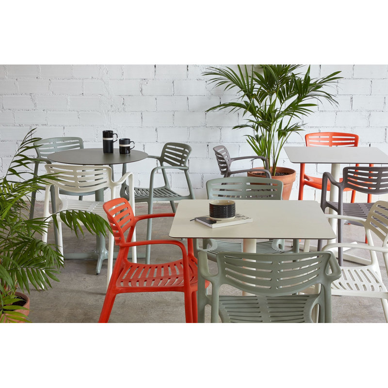 Toledo Outdoor Round Dining Table, 29.53"H x 35.43"L x 35.43"W, Greenish Gray