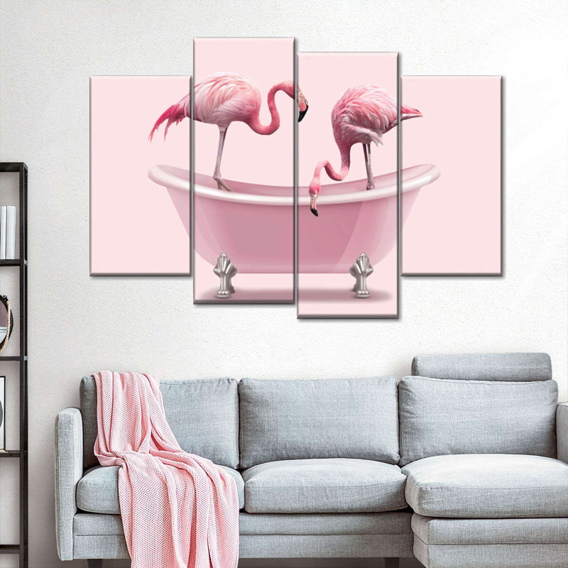 Baignoire flamants roses 4 pièces, H 27 po x l 43 po x P 1,25 po