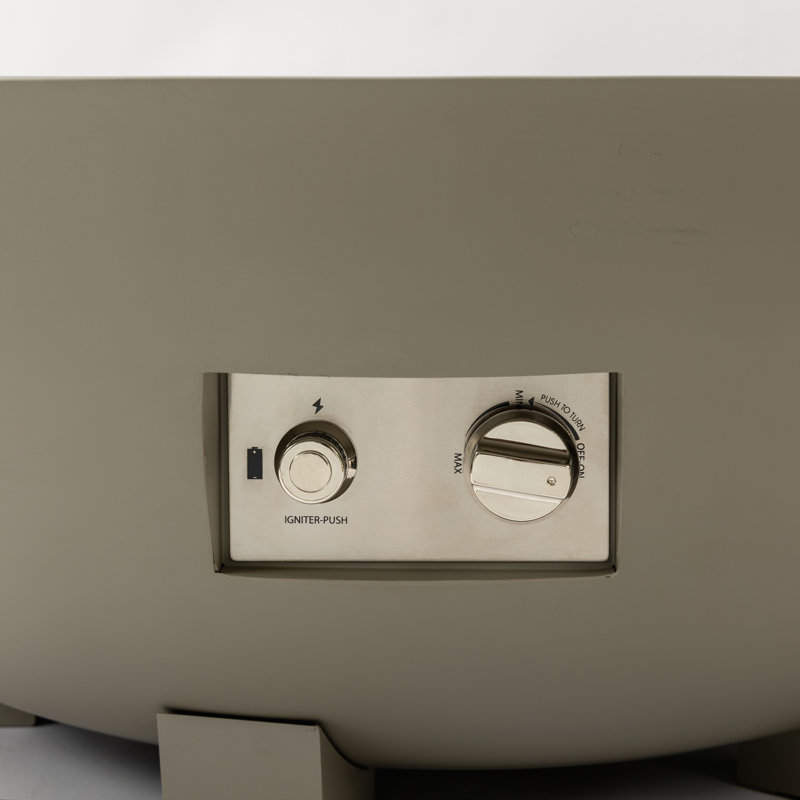 Foyer de table rond en fer 36 pouces avec allumage par bouton-poussoir et housse convertible pour l'extérieur