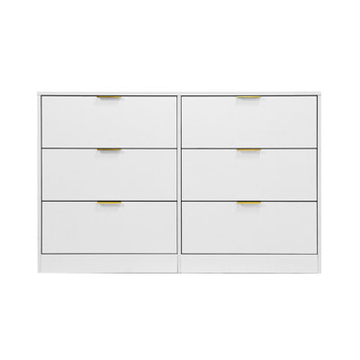 Commode à 6 tiroirs, commode pour chambre à coucher, salon, couloir et entrée Simply Modern - Grande armoire de rangement blanche